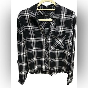 Rails Women’s Black and White Flannel Button Down Shirt Size Small